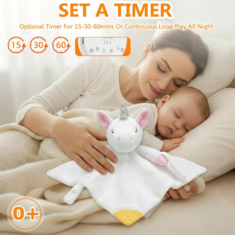 BEREST Unicorn Baby Sleep Soother 4-in-1 Sound Machine with Heartbeat & White Noise|Security Blanket & Pacifier Holder|Soothing Plush Toy for Newborns|Perfect Baby Registry Essential & Christmas Gift - Image 5